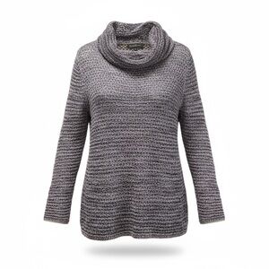 Jones NY Purple Gray Loose Knit Tunic Cowl Neck Woman’s Cozy Sweater Size Large